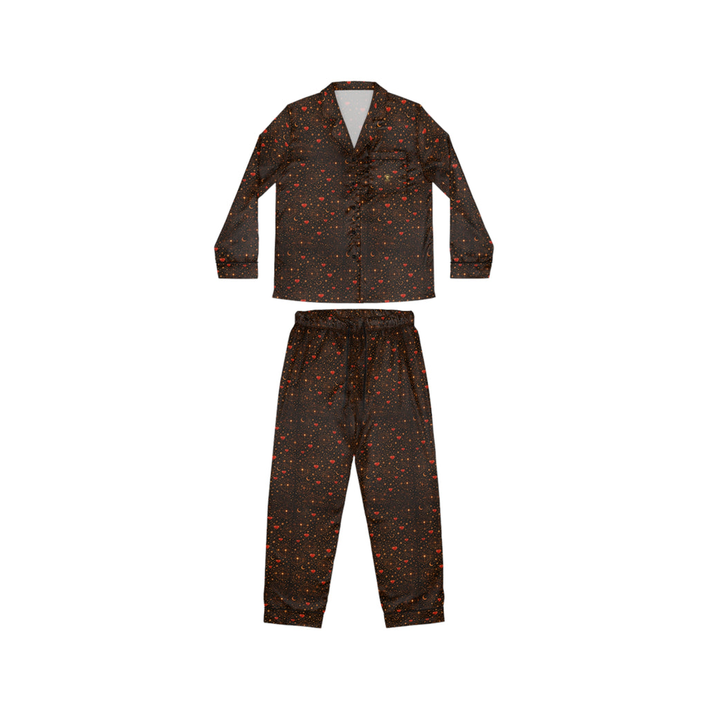 Women's Satin Pajama Set — Dark Starry Dot Sleepwear