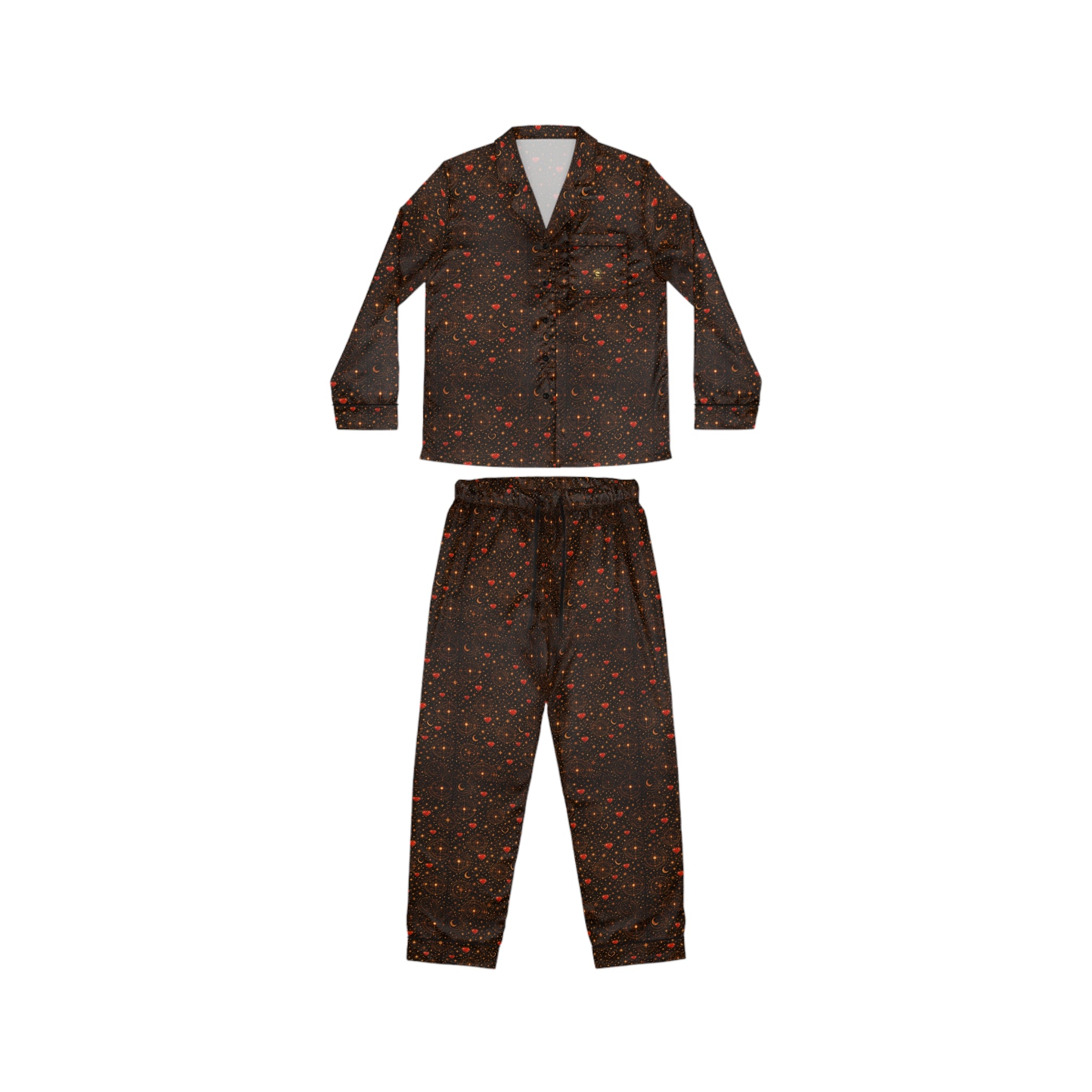Women's Satin Pajama Set — Dark Starry Dot Sleepwear