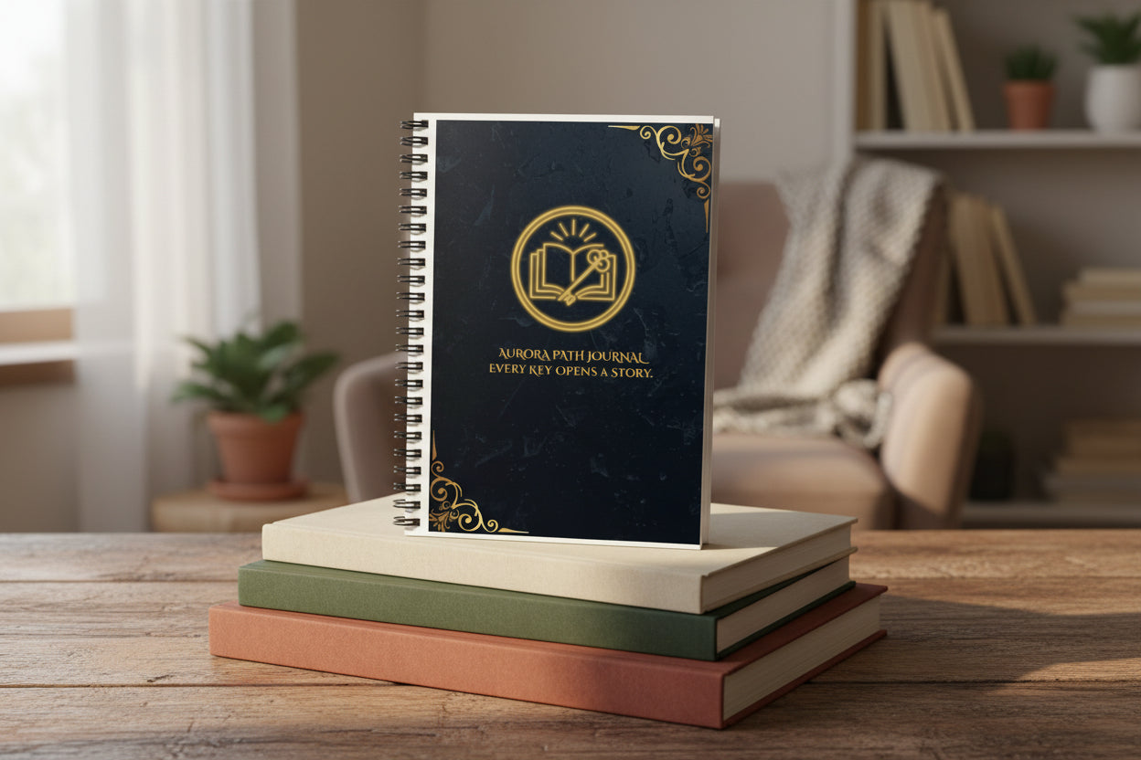 Aurora Path Journal Spiral Notebook — “Every Key Opens a Story” Ruled Notebook - Aurora Path Media#original_value#One Size
