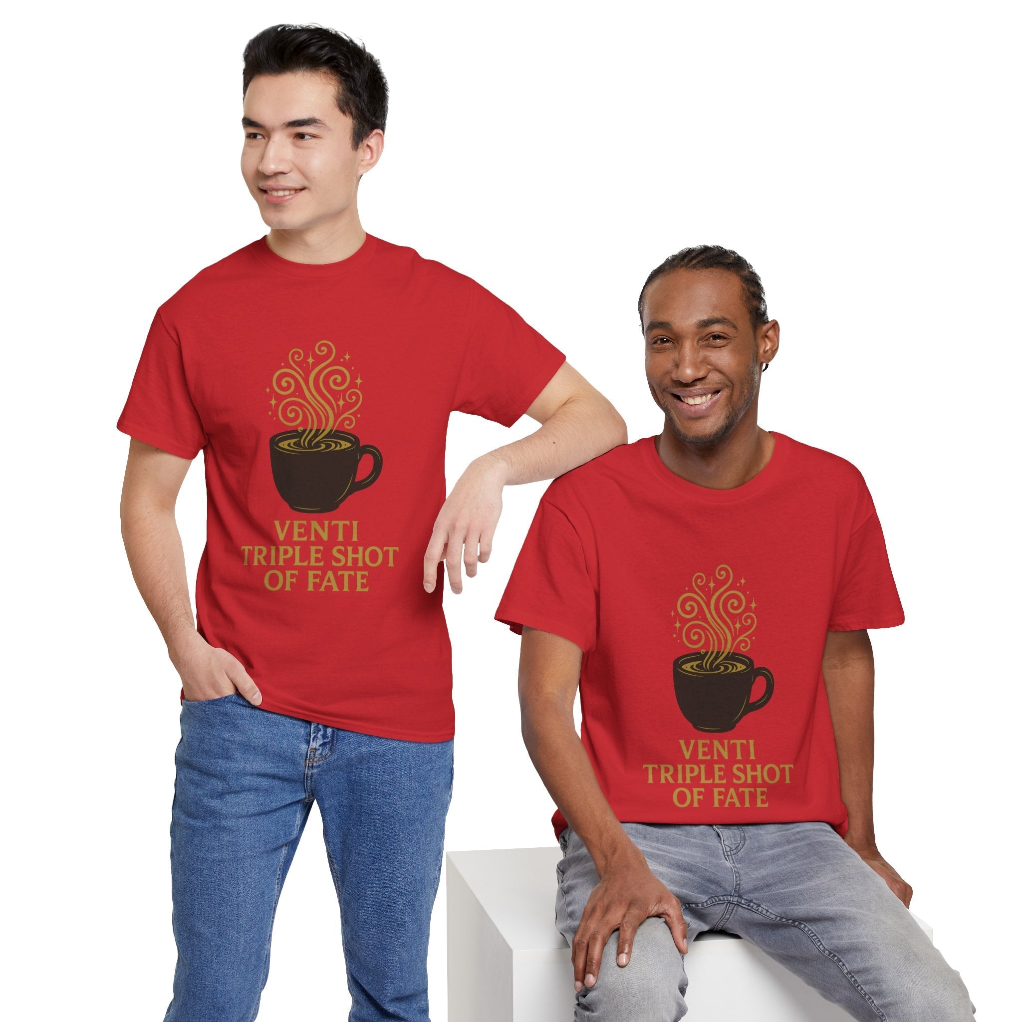Coffee Tee — "Venti Triple Shot of Fate" Graphic Shirt - Aurora Path Media32954004397187985389Coffee Tee — "Venti Triple Shot of Fate" Graphic ShirtSRed