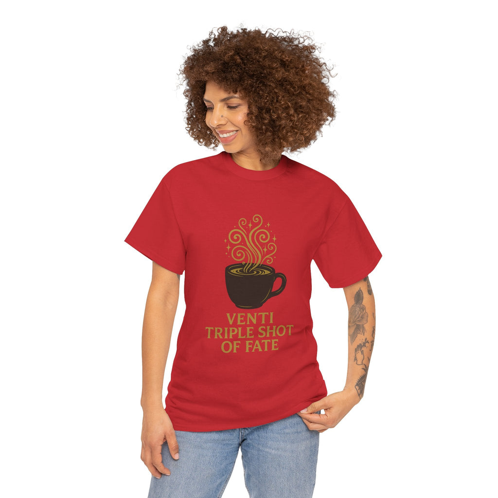 Coffee Tee — "Venti Triple Shot of Fate" Graphic Shirt - Aurora Path Media32954004397187985389Coffee Tee — "Venti Triple Shot of Fate" Graphic ShirtSRed