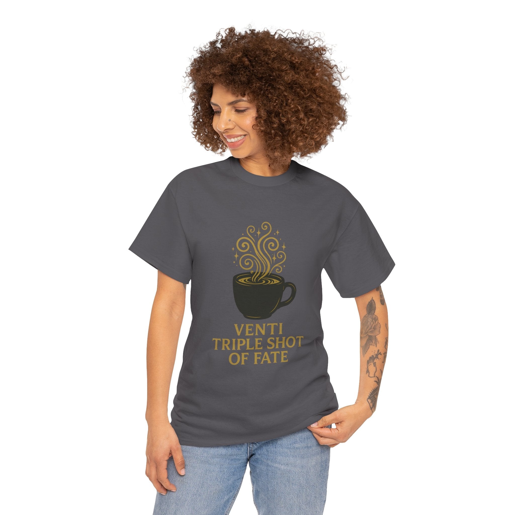 Coffee Tee — "Venti Triple Shot of Fate" Graphic Shirt - Aurora Path Media32954004397187985389Coffee Tee — "Venti Triple Shot of Fate" Graphic ShirtSRed