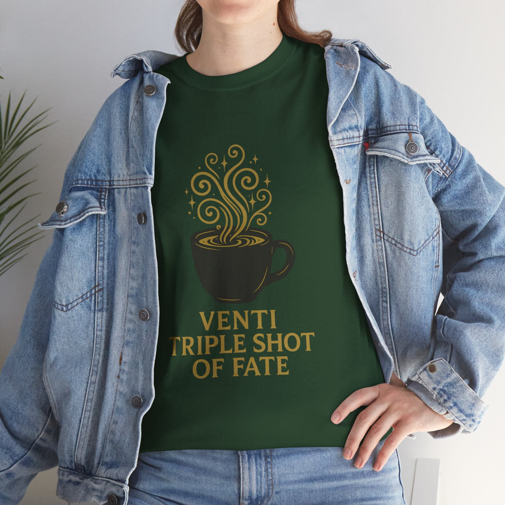 Coffee Tee — "Venti Triple Shot of Fate" Graphic Shirt - Aurora Path Media32954004397187985389Coffee Tee — "Venti Triple Shot of Fate" Graphic ShirtSRed
