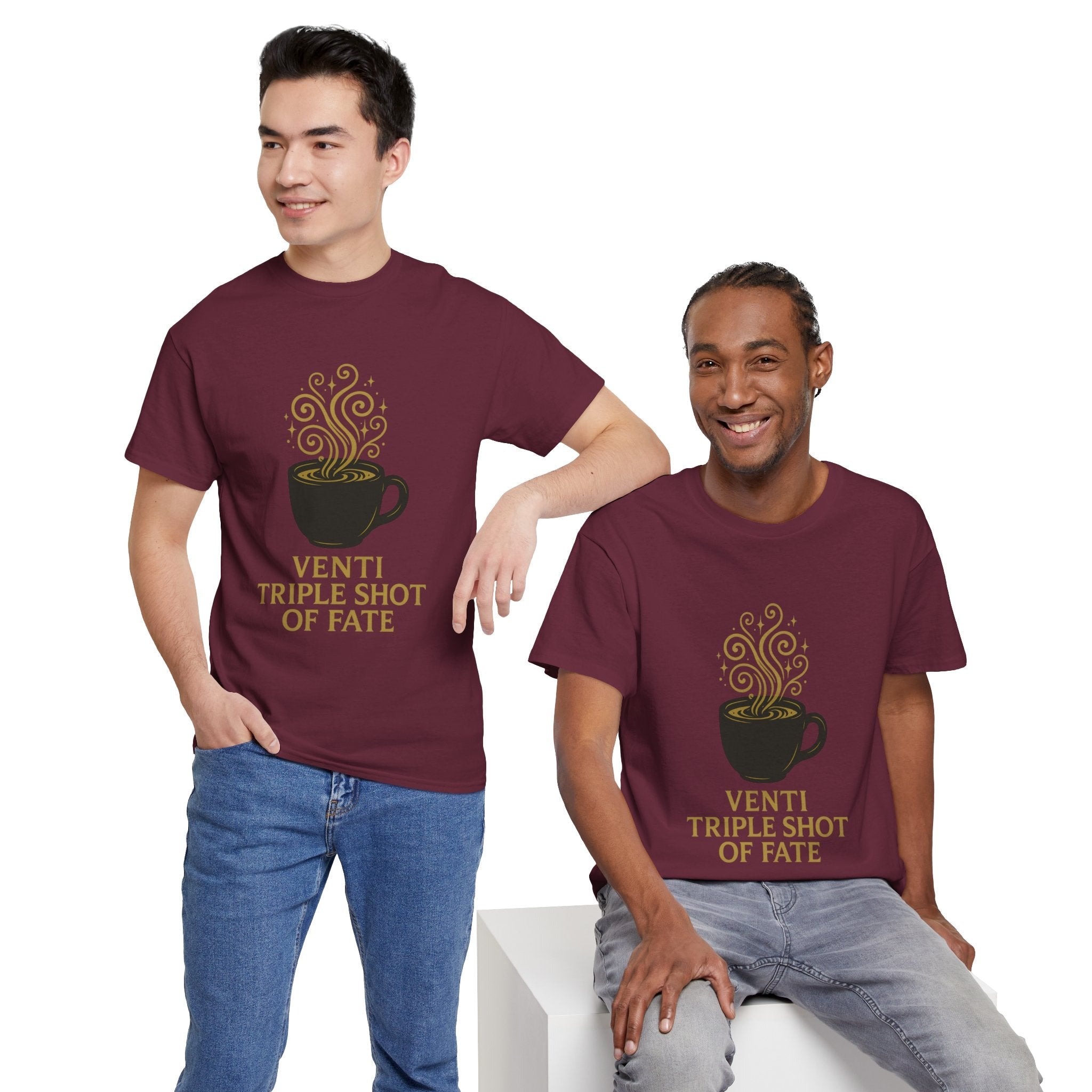 Coffee Tee — "Venti Triple Shot of Fate" Graphic Shirt - Aurora Path Media32954004397187985389Coffee Tee — "Venti Triple Shot of Fate" Graphic ShirtSRed