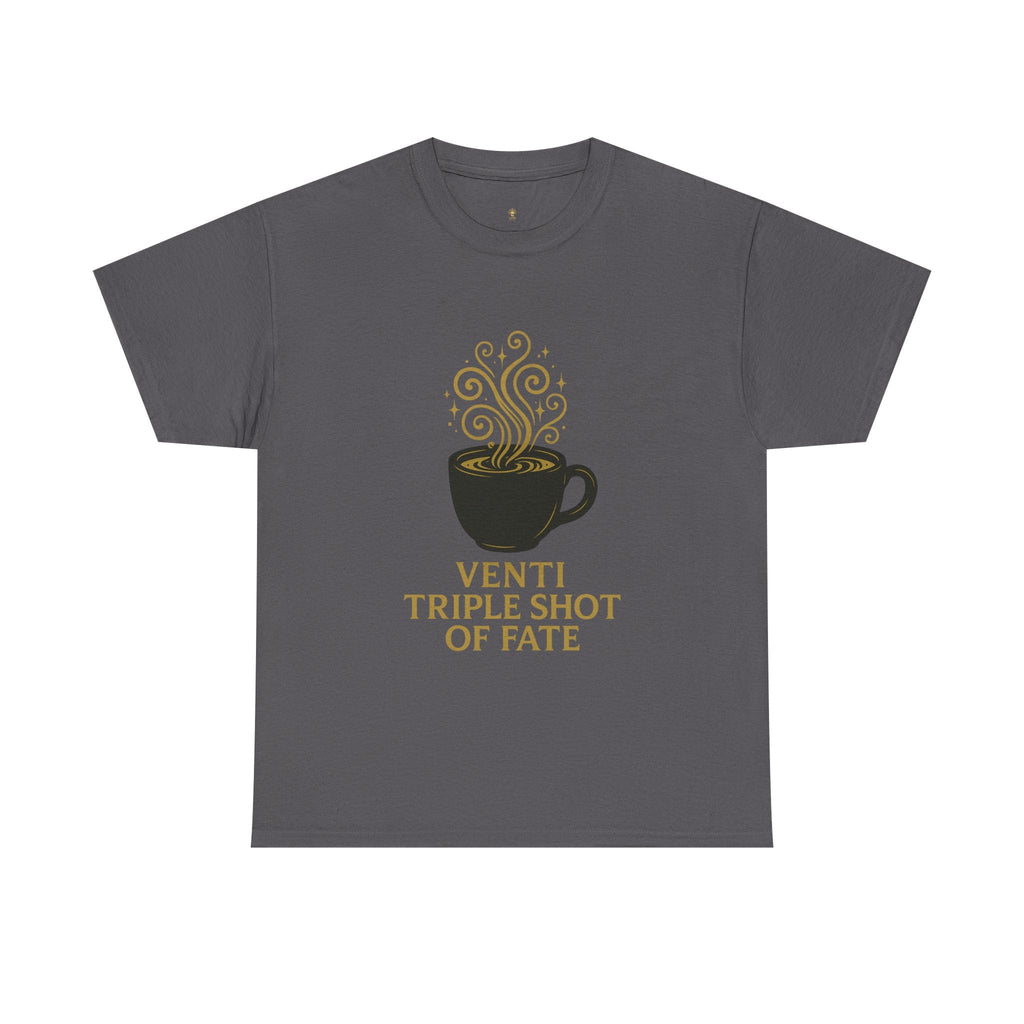 Coffee Tee — "Venti Triple Shot of Fate" Graphic Shirt - Aurora Path Media60613057376279041706Coffee Tee — "Venti Triple Shot of Fate" Graphic ShirtSCharcoal
