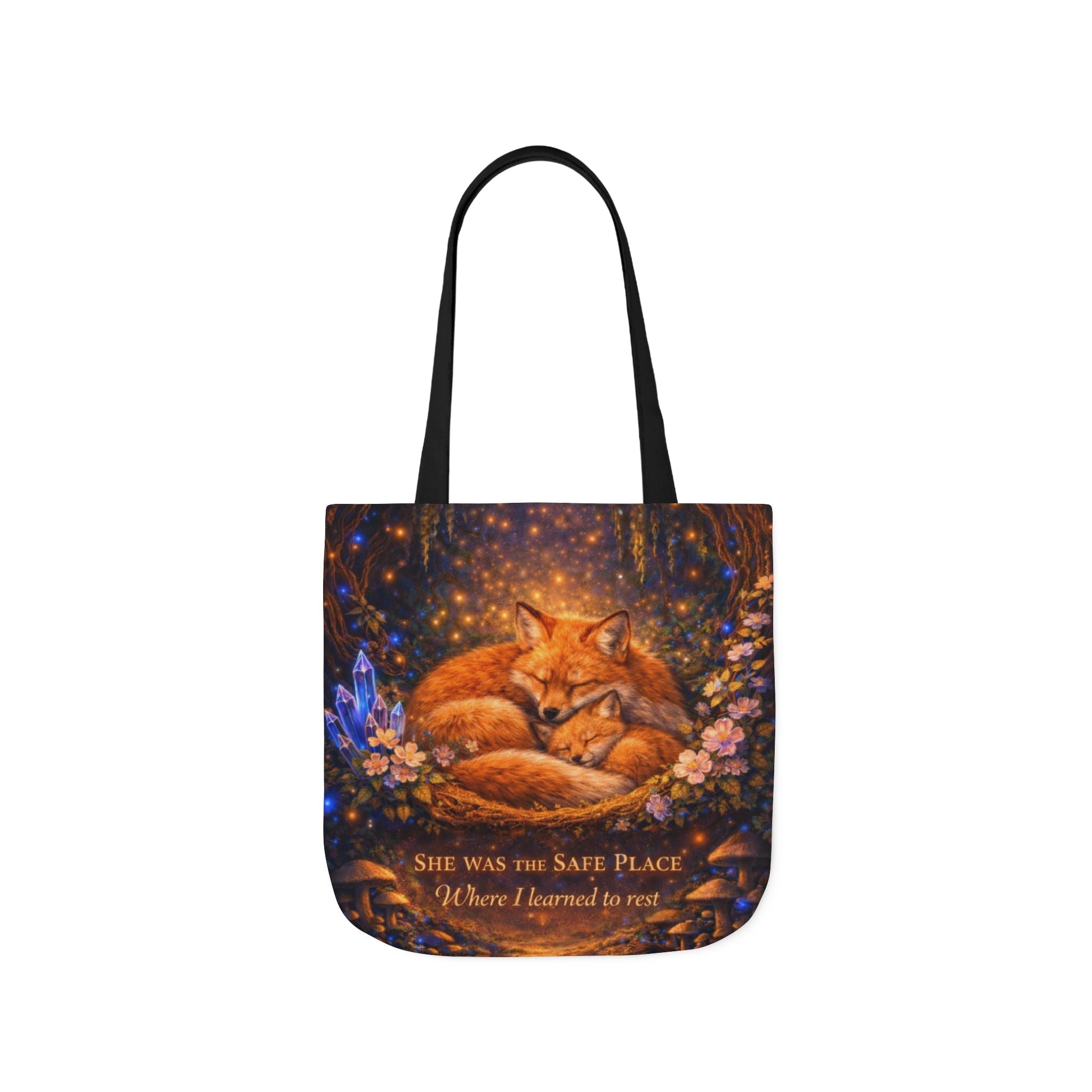 🌷 Fox Guardian Canvas Tote Bag - Aurora Path Media14641940238132334111🌷 Fox Guardian Canvas Tote BagBlack16" × 16''