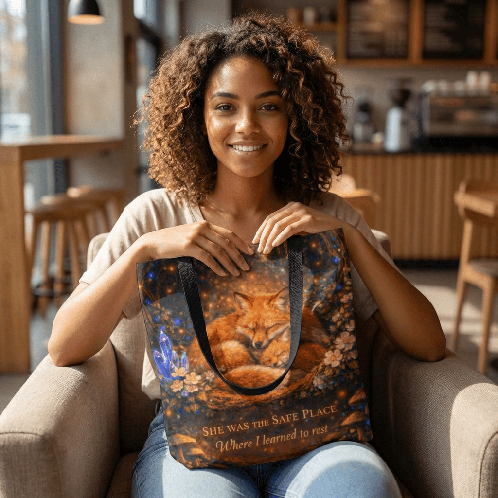 🌷 Fox Guardian Canvas Tote Bag - Aurora Path Media20750600703960251851🌷 Fox Guardian Canvas Tote BagBlack13" × 13''