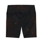 Galaxy Ember Women's Workout Shorts – Black Space Print Biker Shorts - Aurora Path Media#original_value#XS