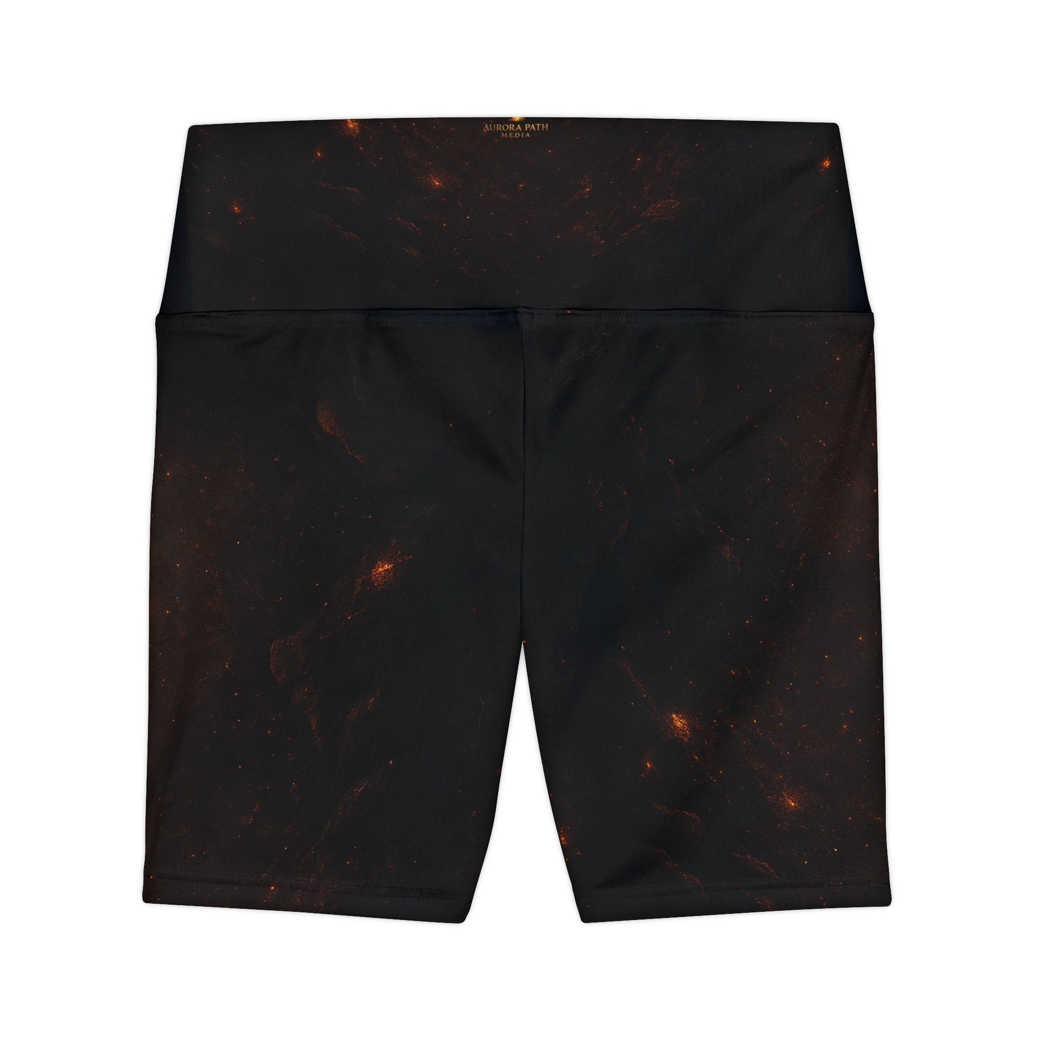 Galaxy Ember Women's Workout Shorts – Black Space Print Biker Shorts - Aurora Path Media#original_value#XS