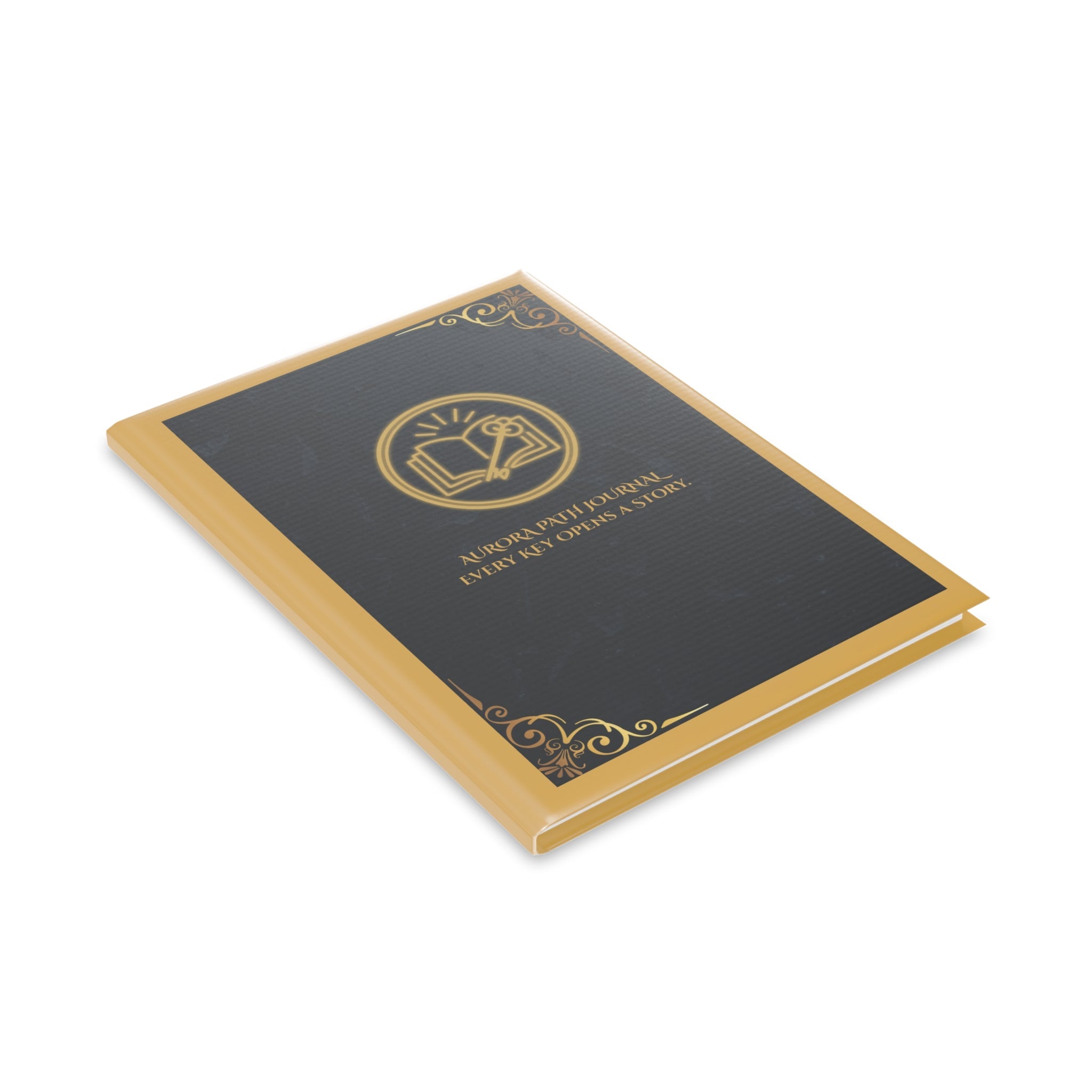 Hardcover Journal — 'Aurora Path' Gold Foil Notebook (Every Key Opens a Story) - Aurora Path Media#original_value#MatteRuled lineA5