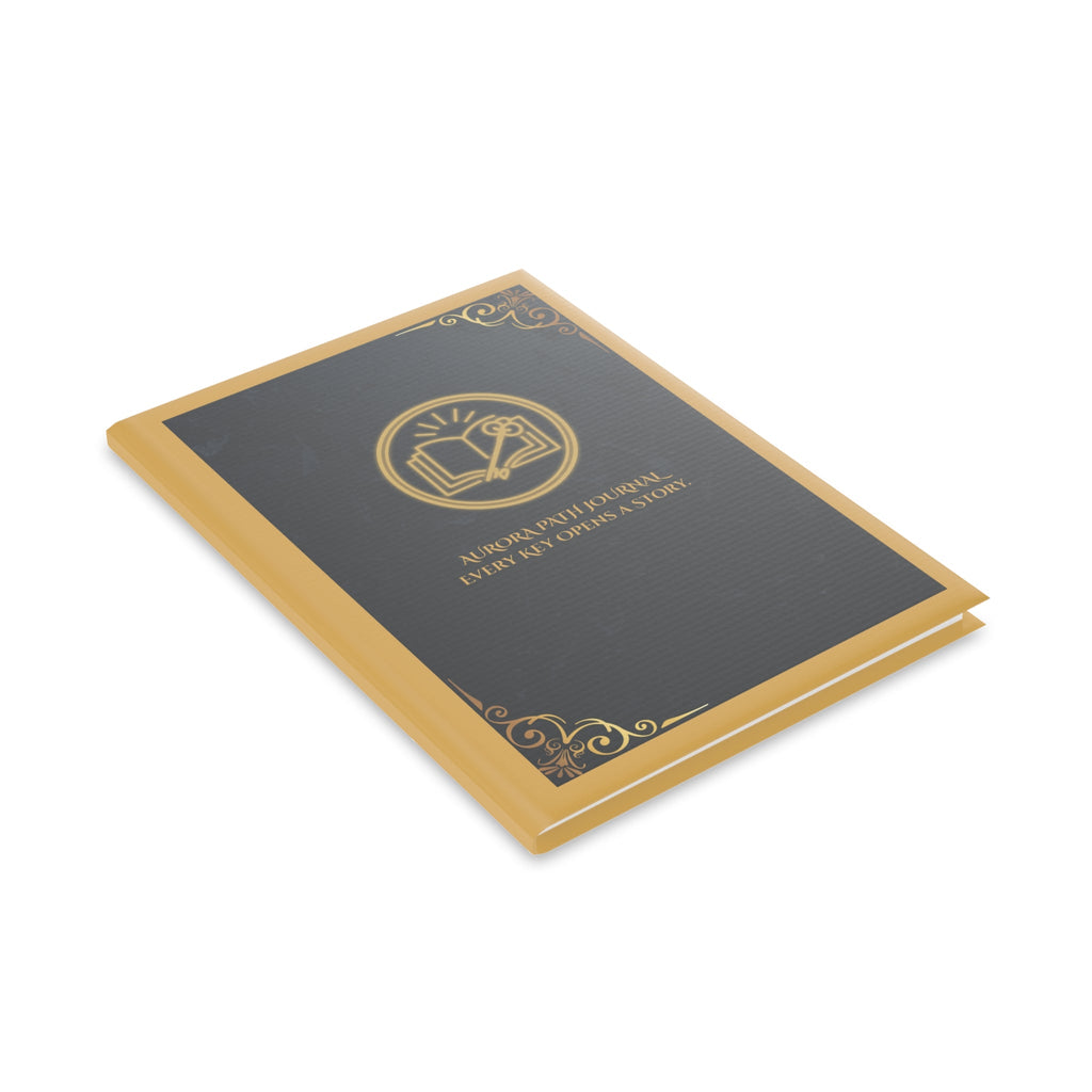 Hardcover Journal — 'Aurora Path' Gold Foil Notebook (Every Key Opens a Story) - Aurora Path Media#original_value#MatteRuled lineA5