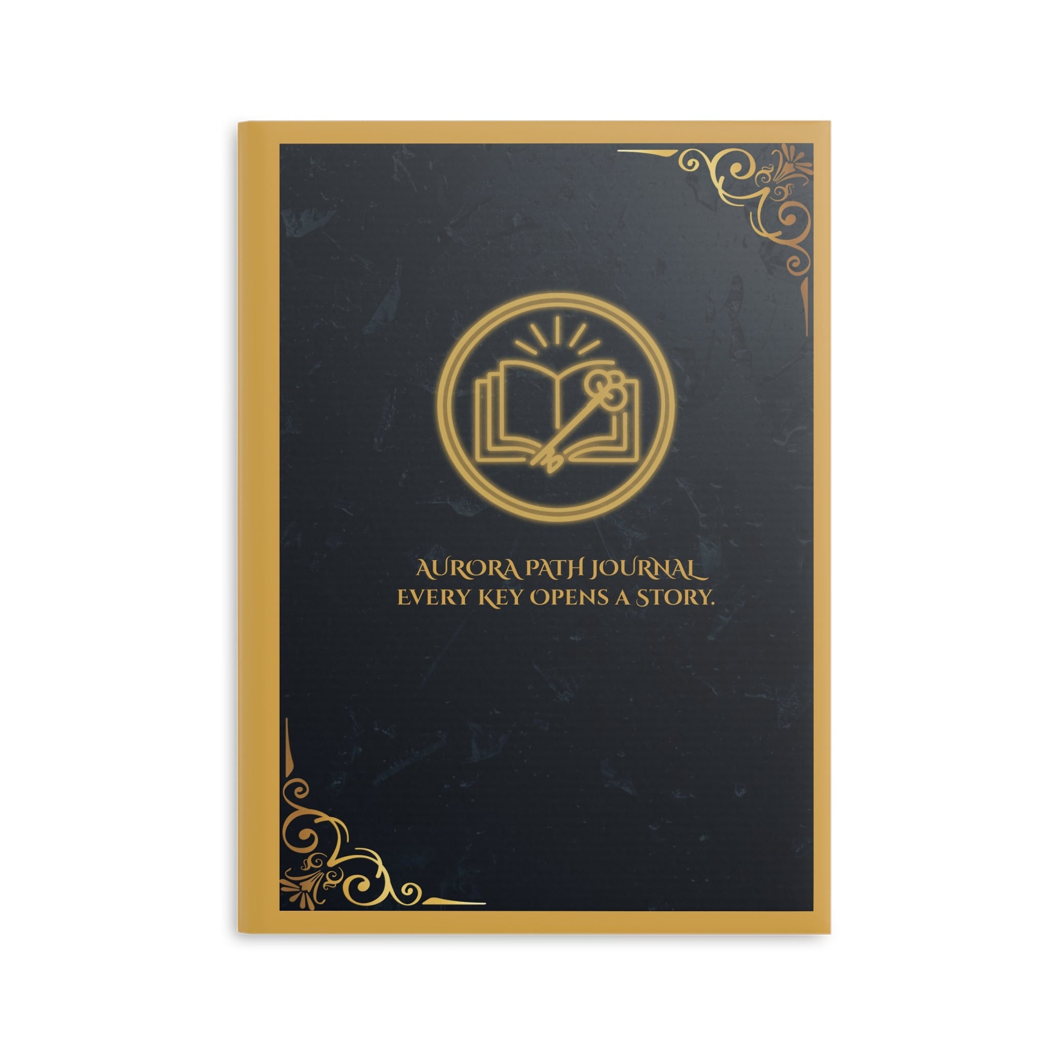 Hardcover Journal — 'Aurora Path' Gold Foil Notebook (Every Key Opens a Story) - Aurora Path Media#original_value#MatteRuled lineA5
