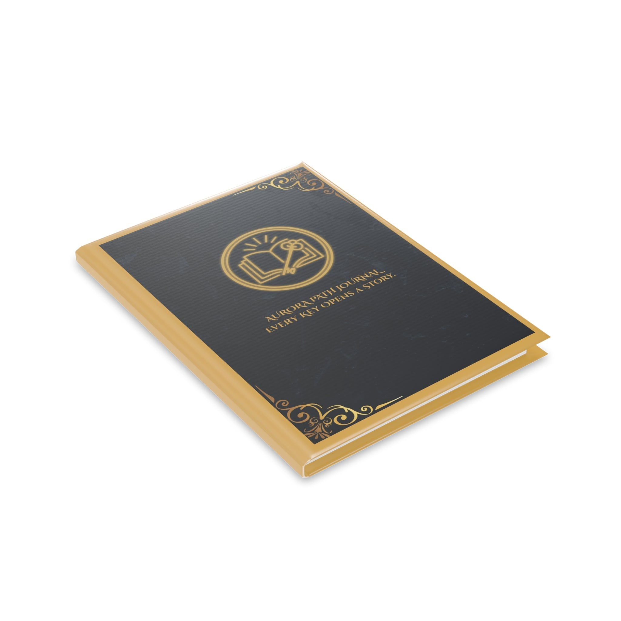 Hardcover Journal — 'Aurora Path' Gold Foil Notebook (Every Key Opens a Story) - Aurora Path Media#original_value#MatteRuled lineA5