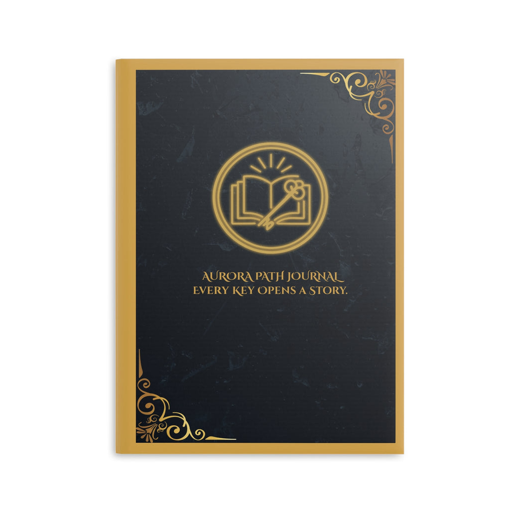 Hardcover Journal — 'Aurora Path' Gold Foil Notebook (Every Key Opens a Story) - Aurora Path Media#original_value#MatteRuled lineA5