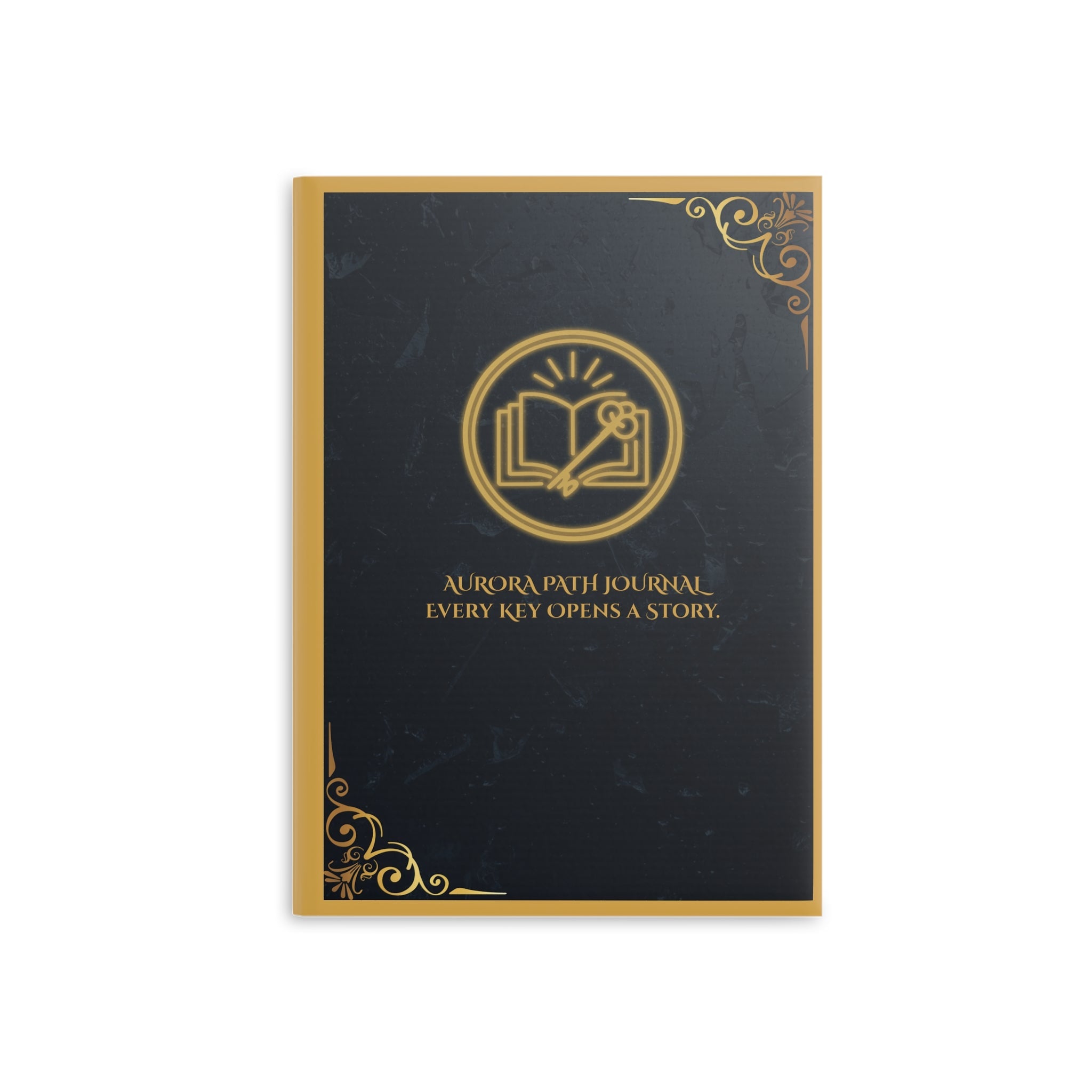 Hardcover Journal — 'Aurora Path' Gold Foil Notebook (Every Key Opens a Story) - Aurora Path Media#original_value#MatteRuled lineA5