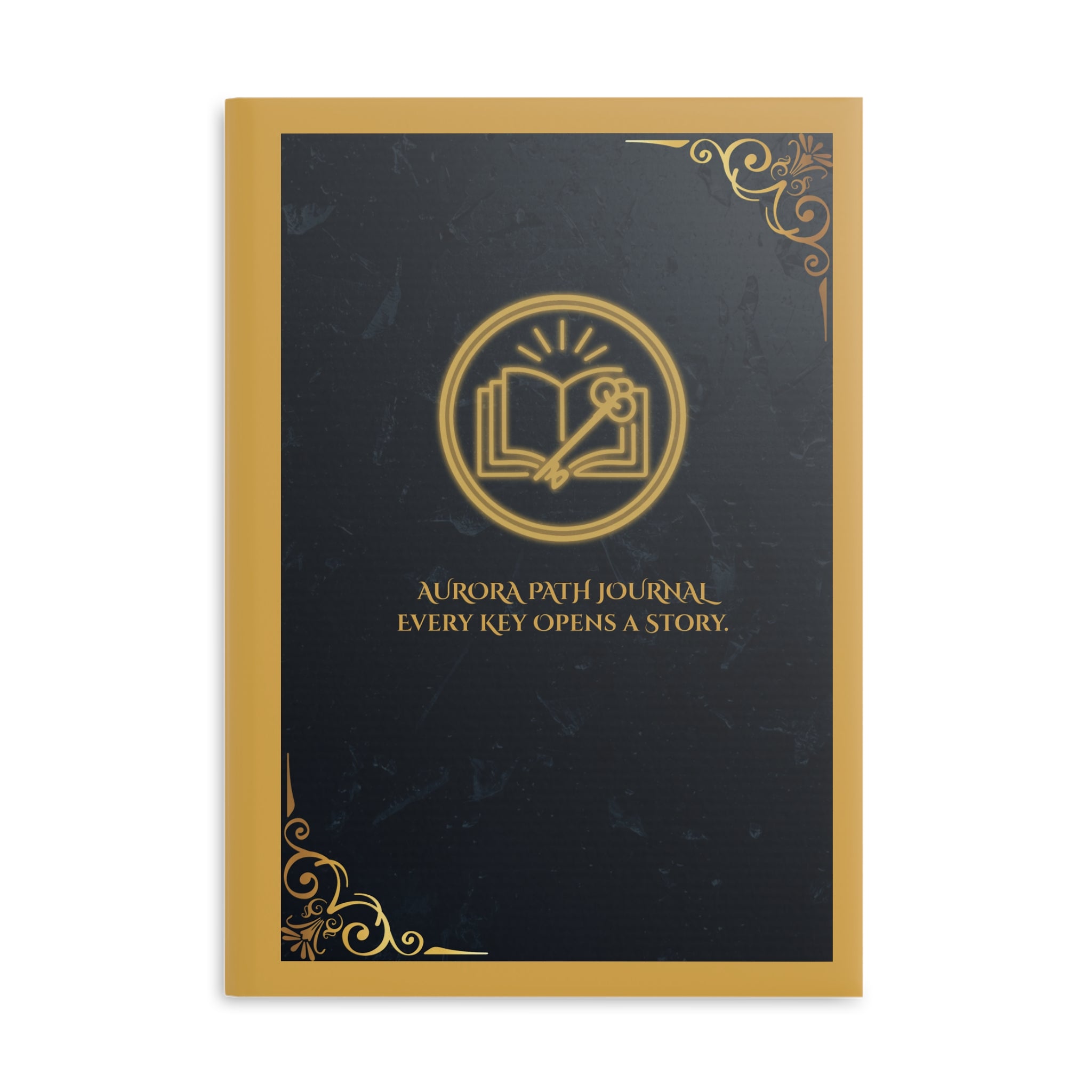 Hardcover Journal — 'Aurora Path' Gold Foil Notebook (Every Key Opens a Story) - Aurora Path Media#original_value#MatteRuled lineA4