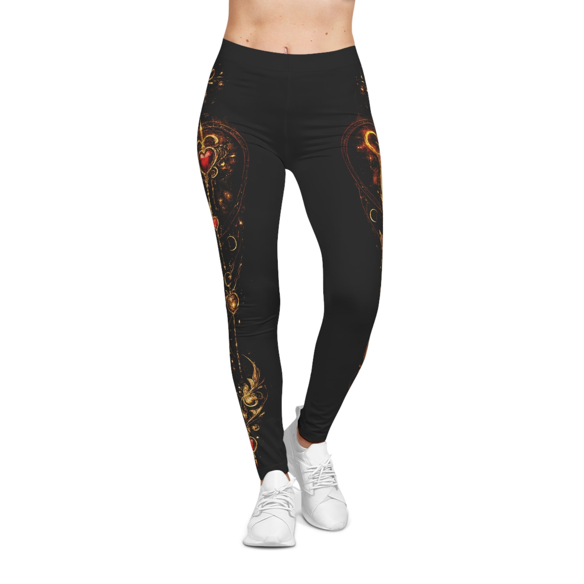 Heart Key Ornate Black Leggings — Women's Casual AOP - Aurora Path Media11025445605611160868Heart Key Ornate Black Leggings — Women's Casual AOPSeam thread color automatically matched to designXS
