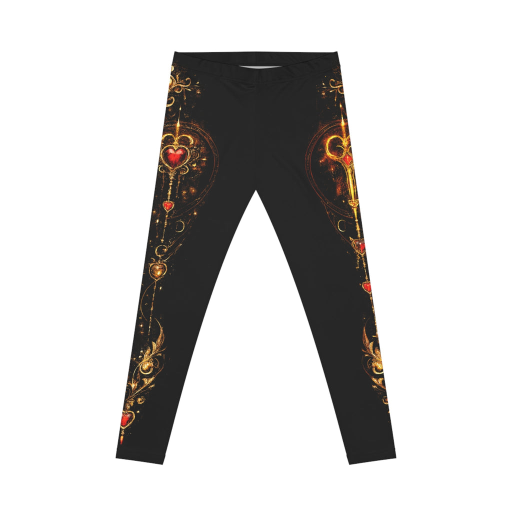Heart Key Ornate Black Leggings — Women's Casual AOP - Aurora Path Media11025445605611160868Heart Key Ornate Black Leggings — Women's Casual AOPSeam thread color automatically matched to designXS