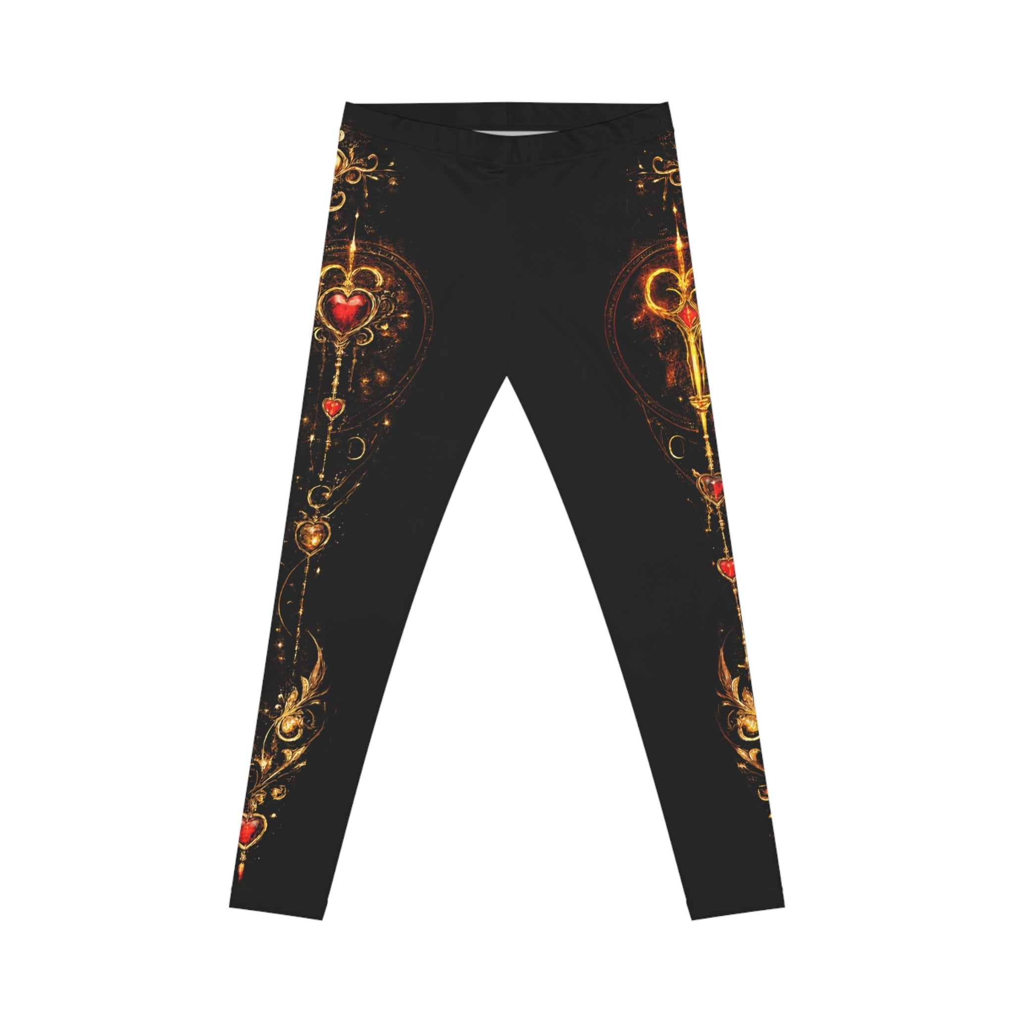Heart Key Ornate Black Leggings — Women's Casual AOP - Aurora Path Media11025445605611160868Heart Key Ornate Black Leggings — Women's Casual AOPSeam thread color automatically matched to designXS