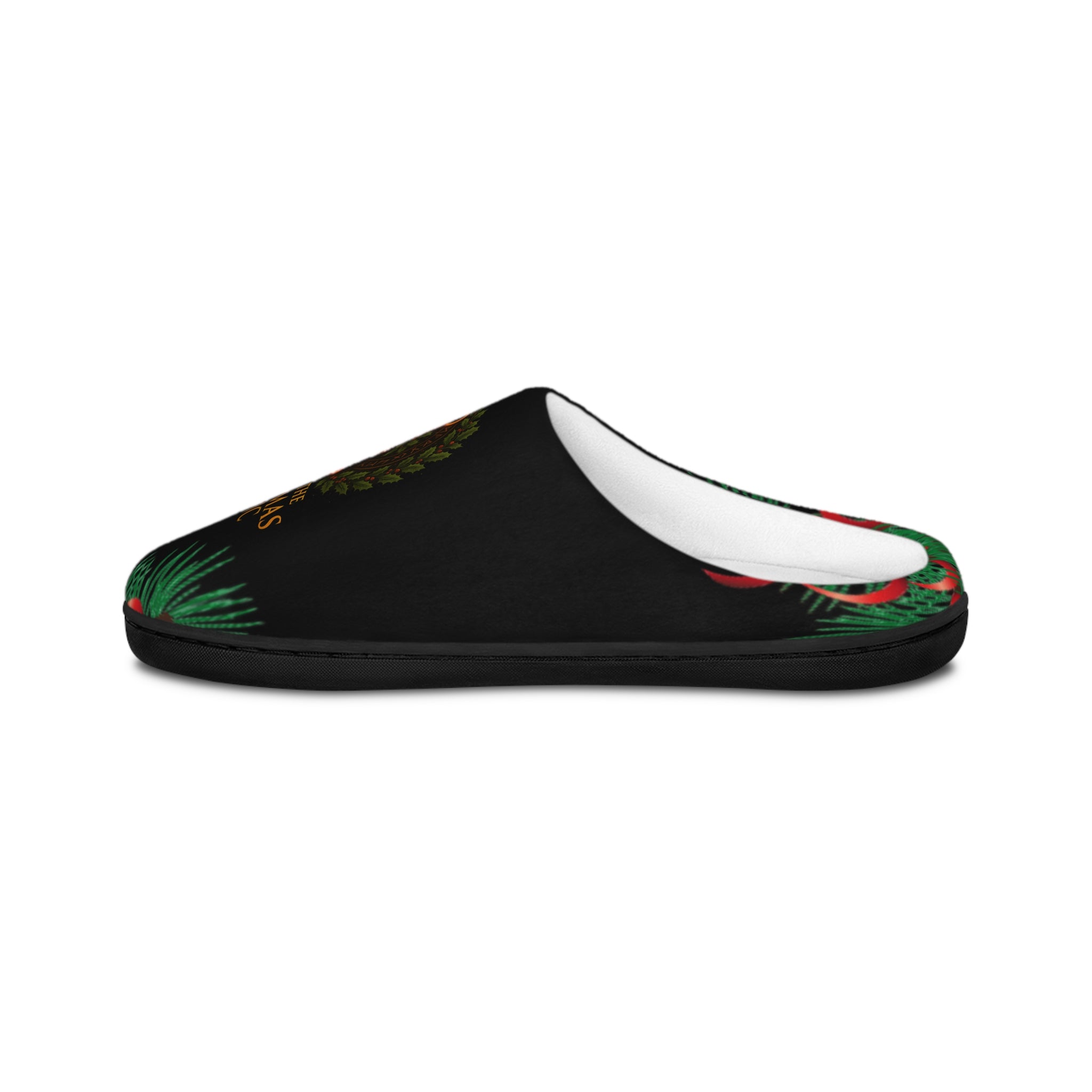 Holiday Slippers – "’Tis The Season To Unlock The Magic" Unisex Indoor Slippers - Aurora Path Media#original_value#Black soleUS 7 - 8