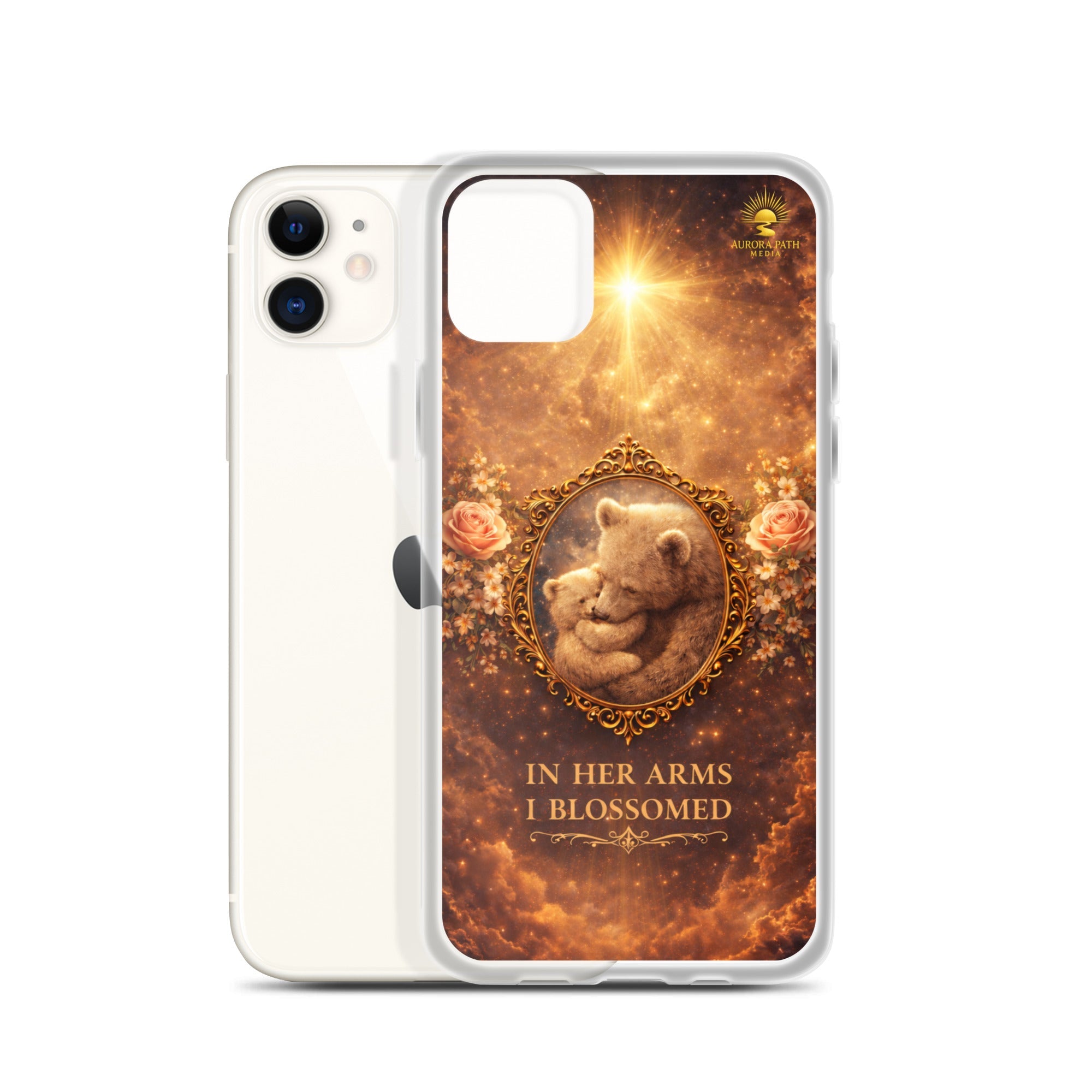🌷 In Her Arms I Blossomed Motherhood Phone Case® - Aurora Path Media8918081_10994Product mockupiPhone 11