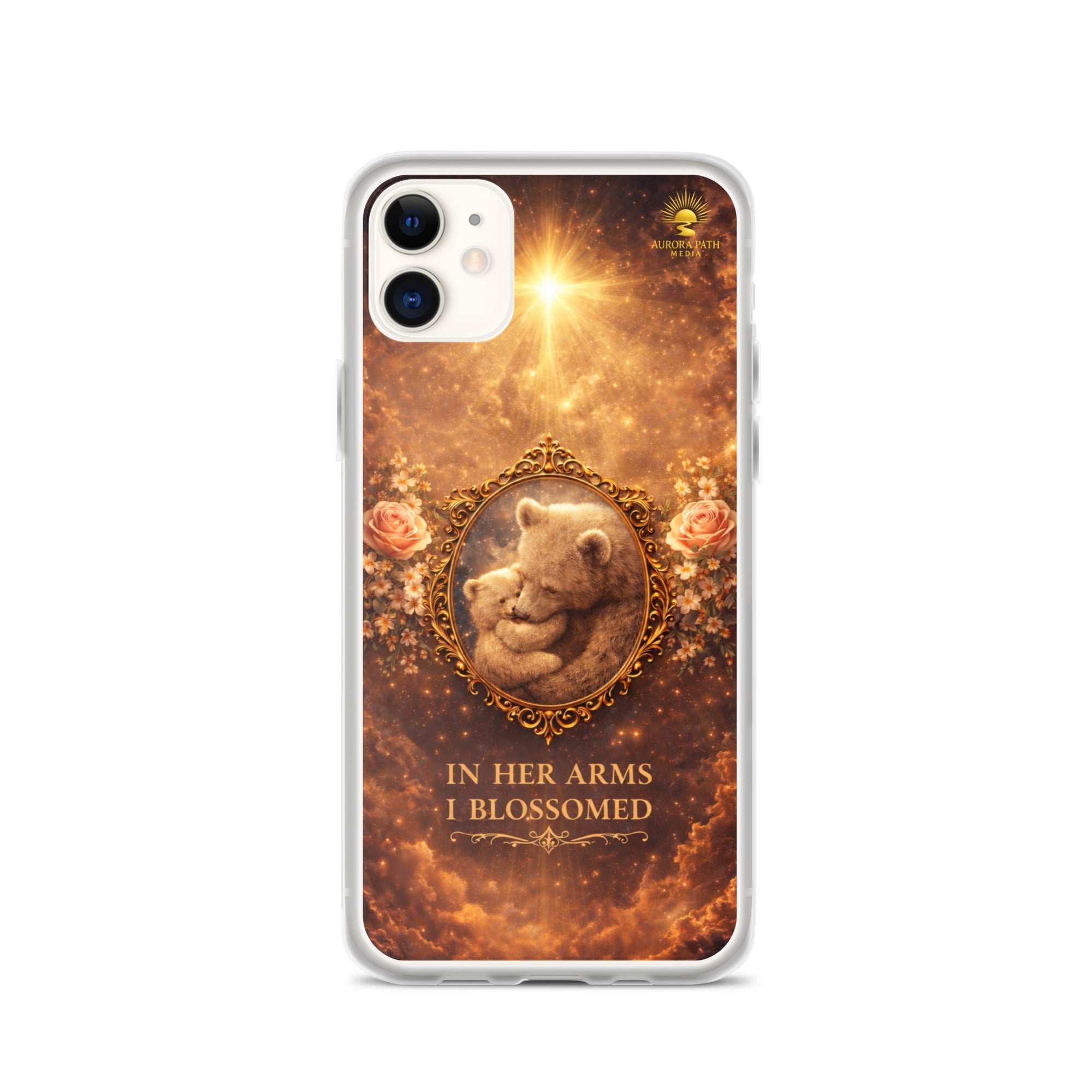 🌷 In Her Arms I Blossomed Motherhood Phone Case® - Aurora Path Media8918081_10994Product mockupiPhone 11