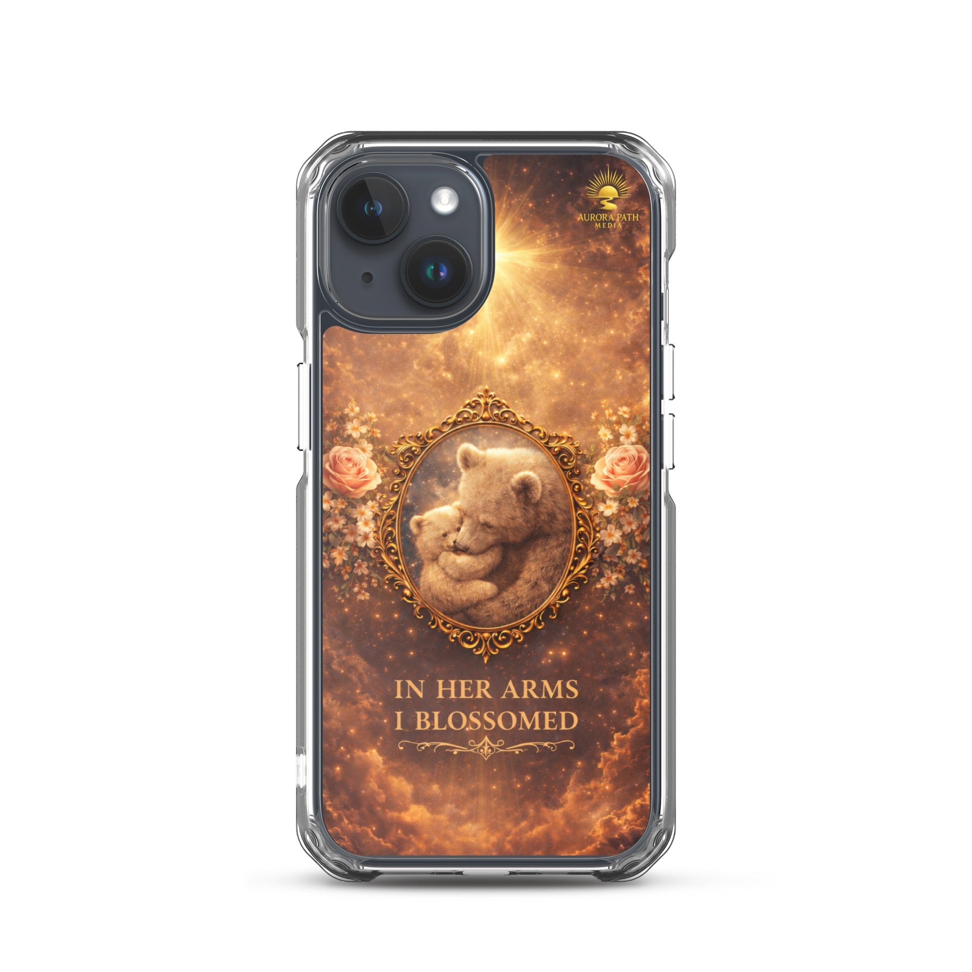🌷 In Her Arms I Blossomed Motherhood Phone Case® - Aurora Path Media8918081_17616Product mockupiPhone 15