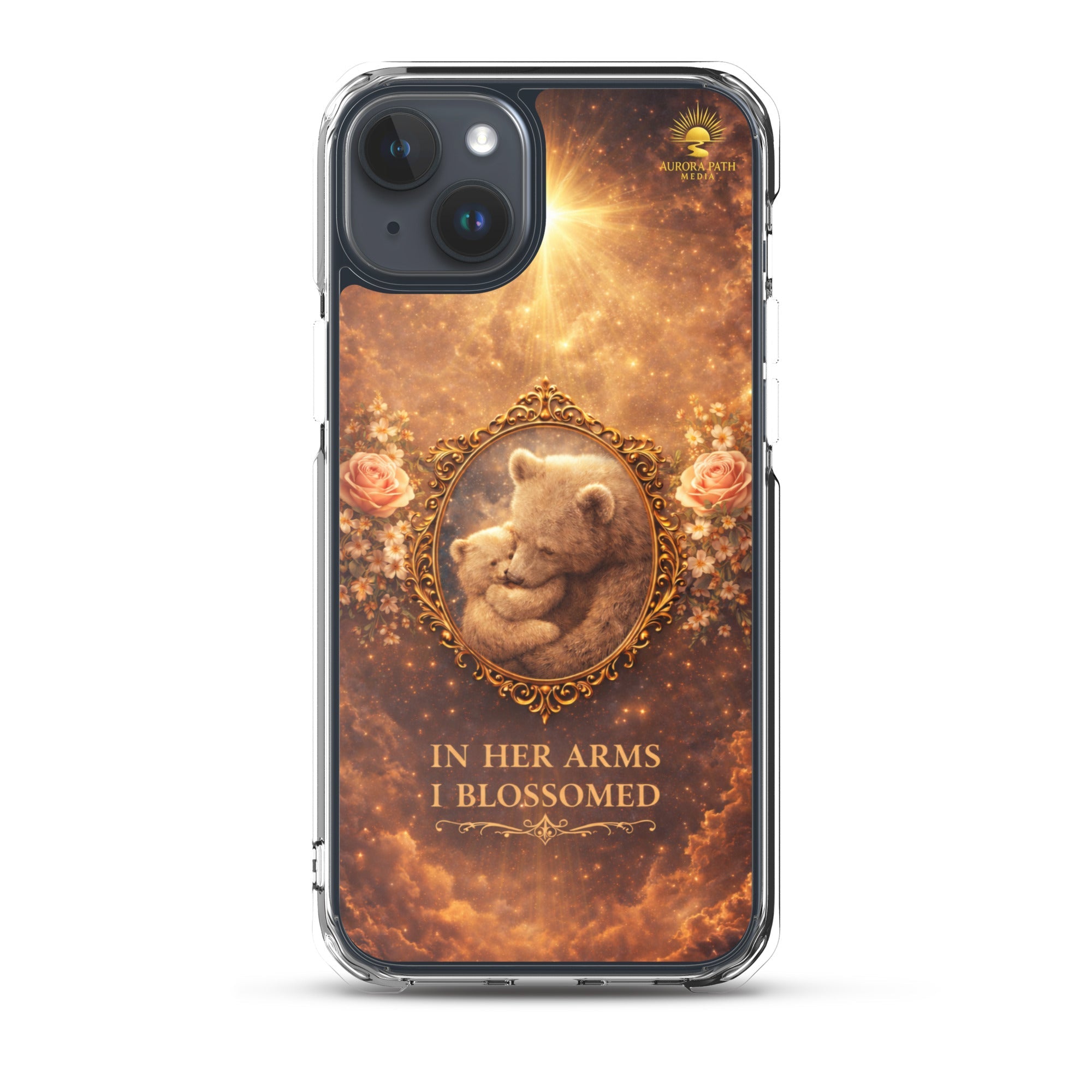 🌷 In Her Arms I Blossomed Motherhood Phone Case® - Aurora Path Media8918081_17617Product mockupiPhone 15 Plus