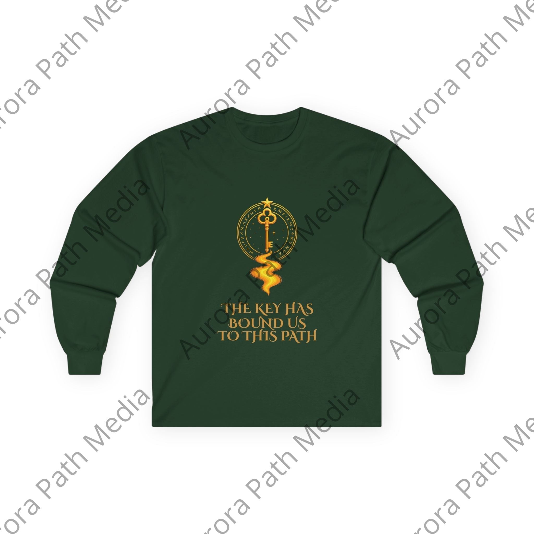 Long Sleeve Tee — Classic Unisex Cotton Crew - Aurora Path Media#original_value#SForest Green
