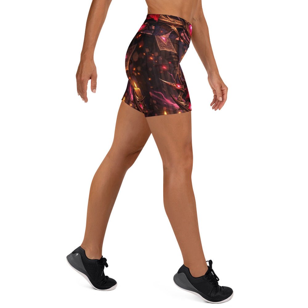 ❤️ Rose AOP Yoga Shorts — Valentine Floral High - Waist Activewear - Aurora Path Media5358821_9079Product mockupXS