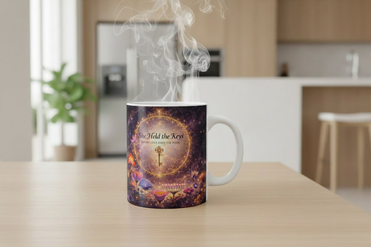 She Held the Keys – Celestial Heirloom Ceramic Mug (11oz) - Aurora Path Media23121321893775962566She Held the Keys – Celestial Heirloom Ceramic Mug (11oz)11oz