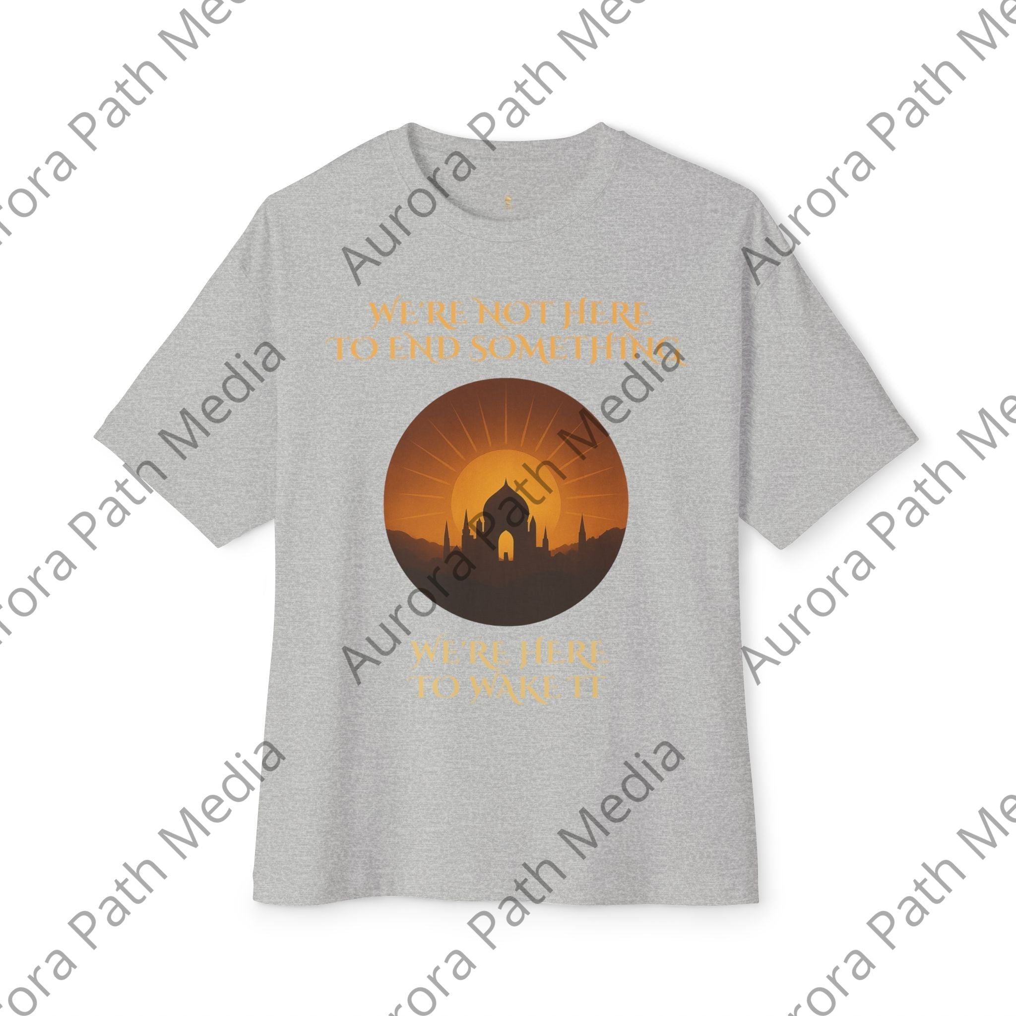Unisex Oversized Boxy Tee - Aurora Path Media10023118365946980626Unisex Oversized Boxy TeeXSAthletic Heather