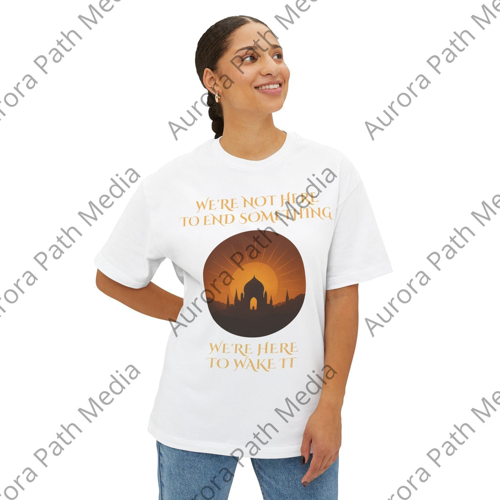 Unisex Oversized Boxy Tee - Aurora Path Media16736292525315852768Unisex Oversized Boxy TeeXSNavy