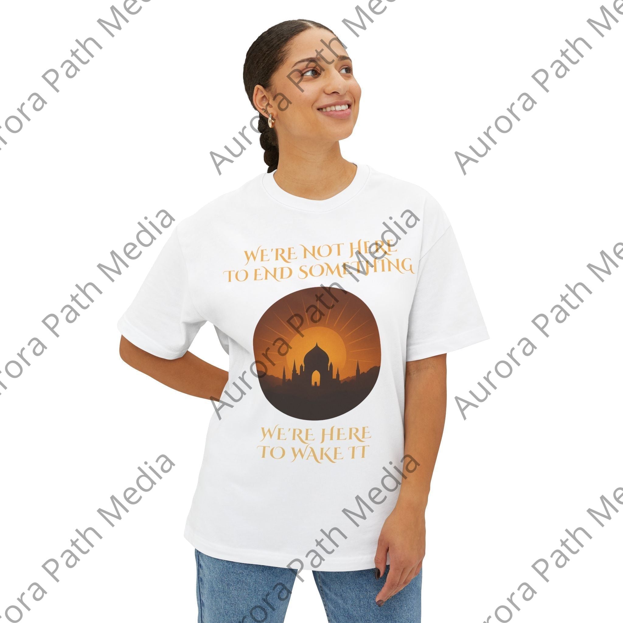 Unisex Oversized Boxy Tee - Aurora Path Media16736292525315852768Unisex Oversized Boxy TeeXSNavy