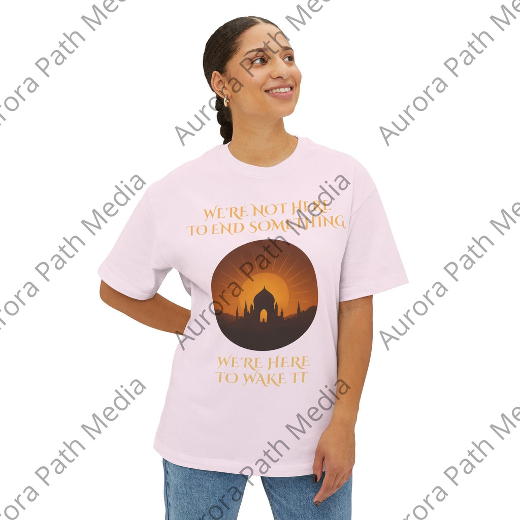 Unisex Oversized Boxy Tee - Aurora Path Media16736292525315852768Unisex Oversized Boxy TeeXSNavy