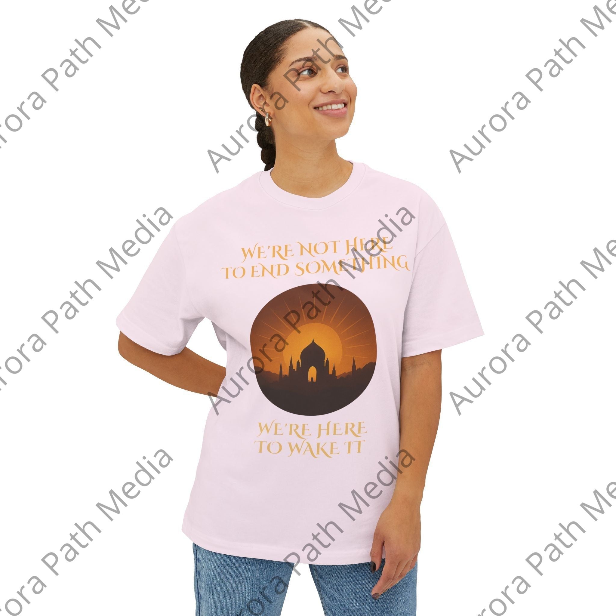 Unisex Oversized Boxy Tee - Aurora Path Media16736292525315852768Unisex Oversized Boxy TeeXSNavy