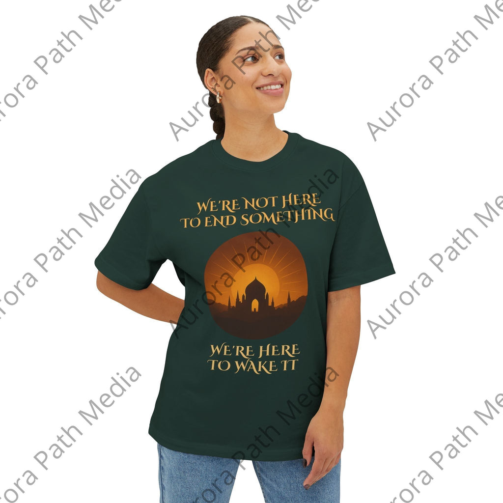 Unisex Oversized Boxy Tee - Aurora Path Media16736292525315852768Unisex Oversized Boxy TeeXSNavy