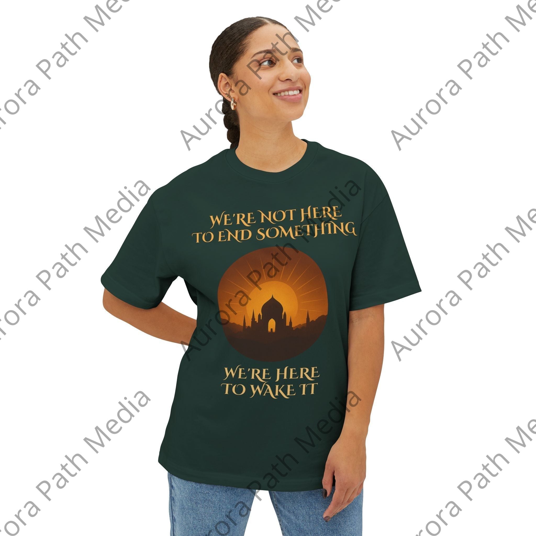 Unisex Oversized Boxy Tee - Aurora Path Media16736292525315852768Unisex Oversized Boxy TeeXSNavy