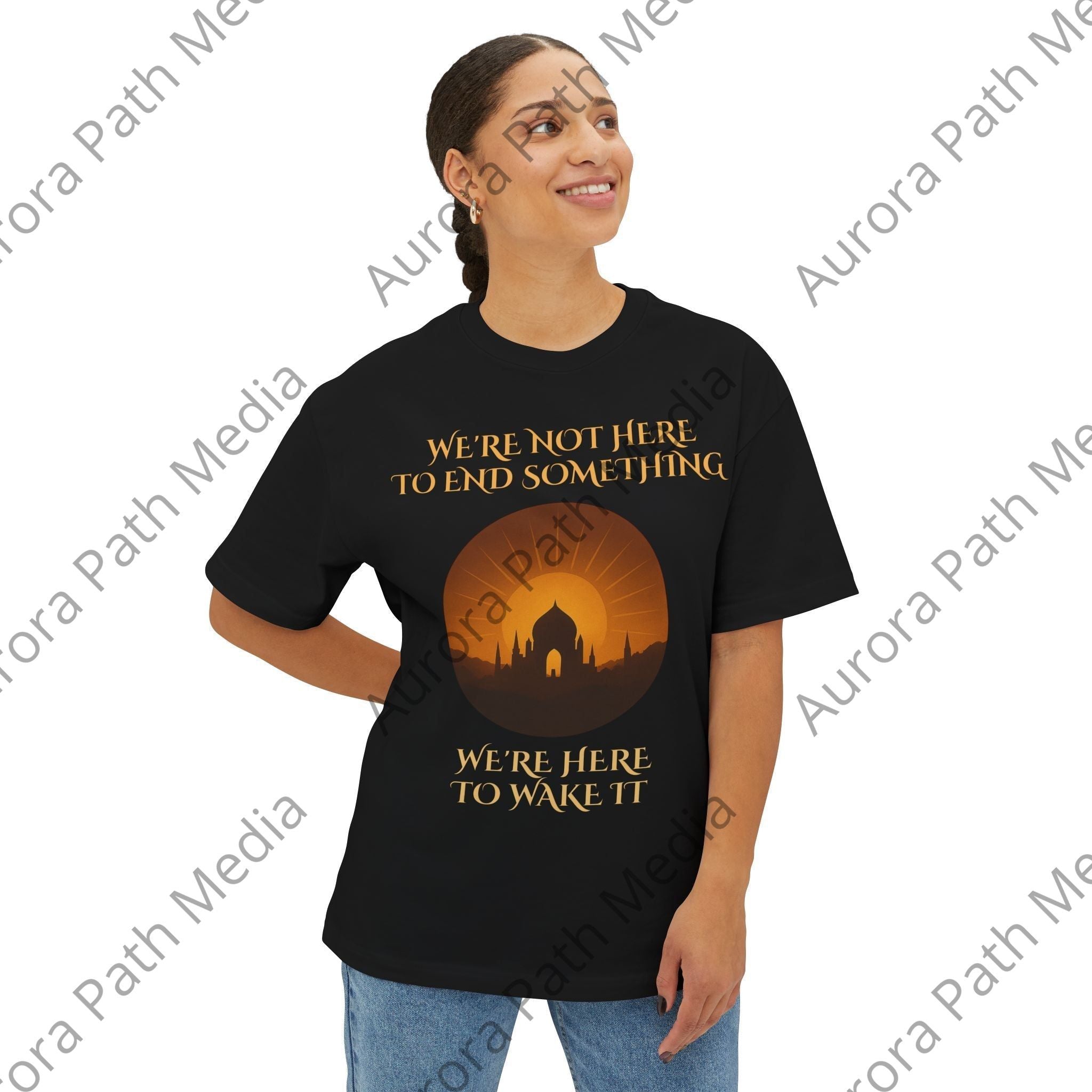 Unisex Oversized Boxy Tee - Aurora Path Media16736292525315852768Unisex Oversized Boxy TeeXSNavy