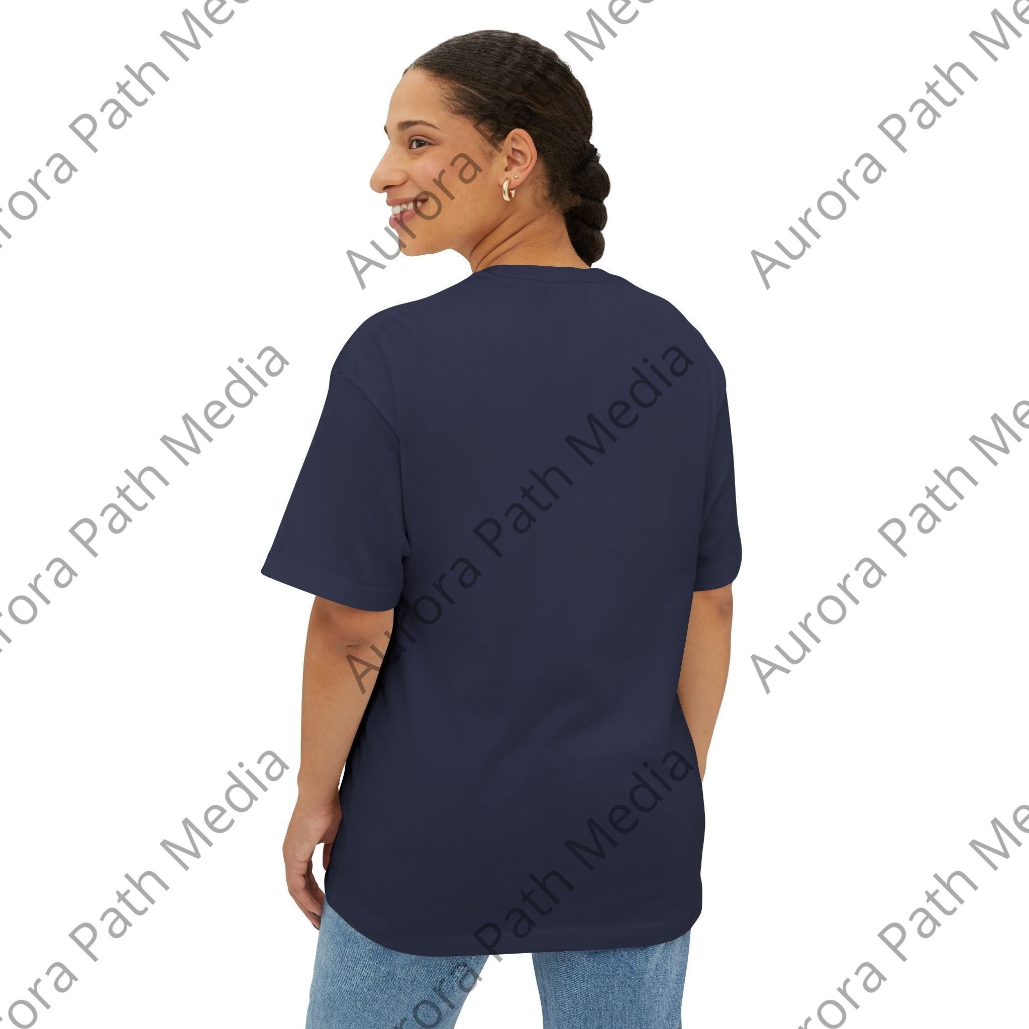 Unisex Oversized Boxy Tee - Aurora Path Media16736292525315852768Unisex Oversized Boxy TeeXSNavy
