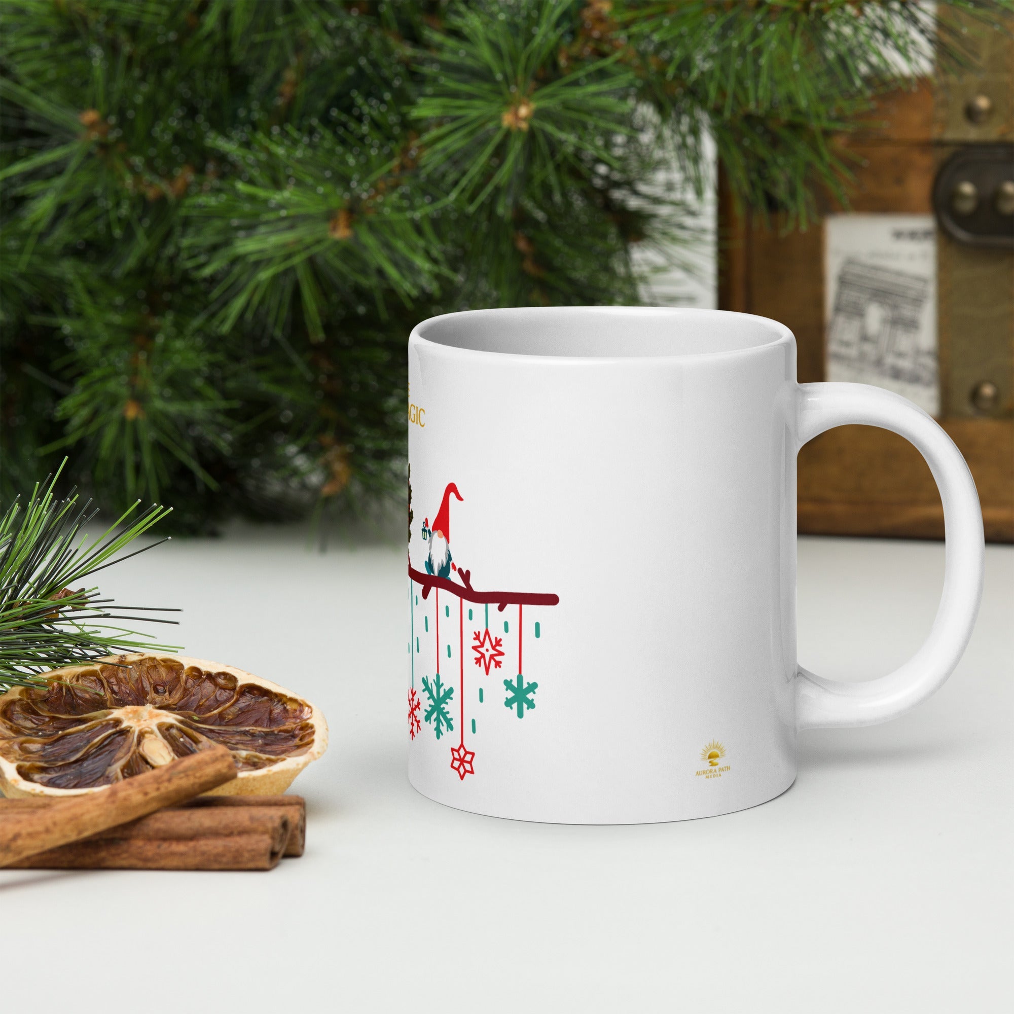 White glossy mug - Aurora Path Media1649028_4830Product mockup15 oz