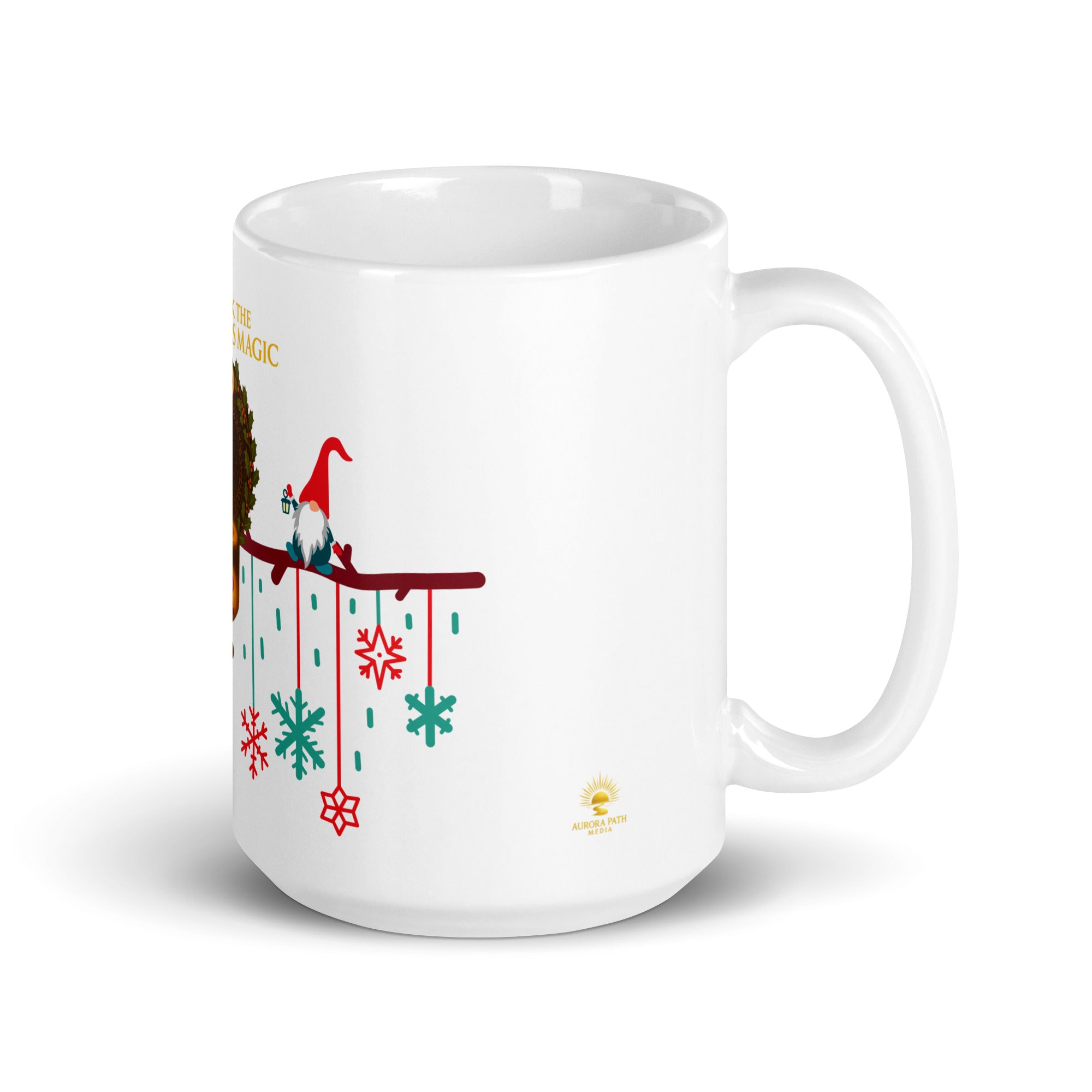 White glossy mug - Aurora Path Media1649028_4830Product mockup15 oz