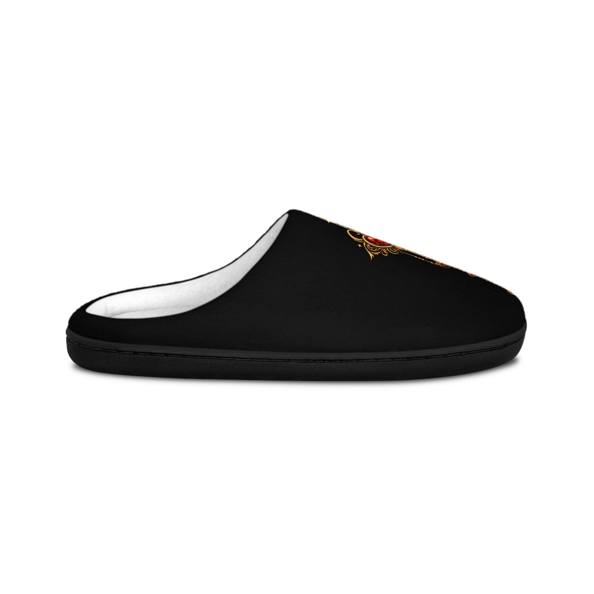 ❤️ Women’s Indoor Slippers — Gold Filigree Heart Valentine Slip - Ons - Aurora Path Media25886134031451983914❤️ Women’s Indoor Slippers — Gold Filigree Heart Valentine Slip - OnsBlack soleUS 7 - 8