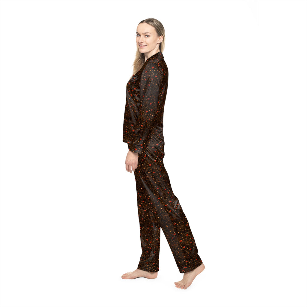 Women's Satin Pajama Set — Dark Starry Dot Sleepwear - Aurora Path Media23573424721733652924Women's Satin Pajama Set — Dark Starry Dot SleepwearBlackXS/S