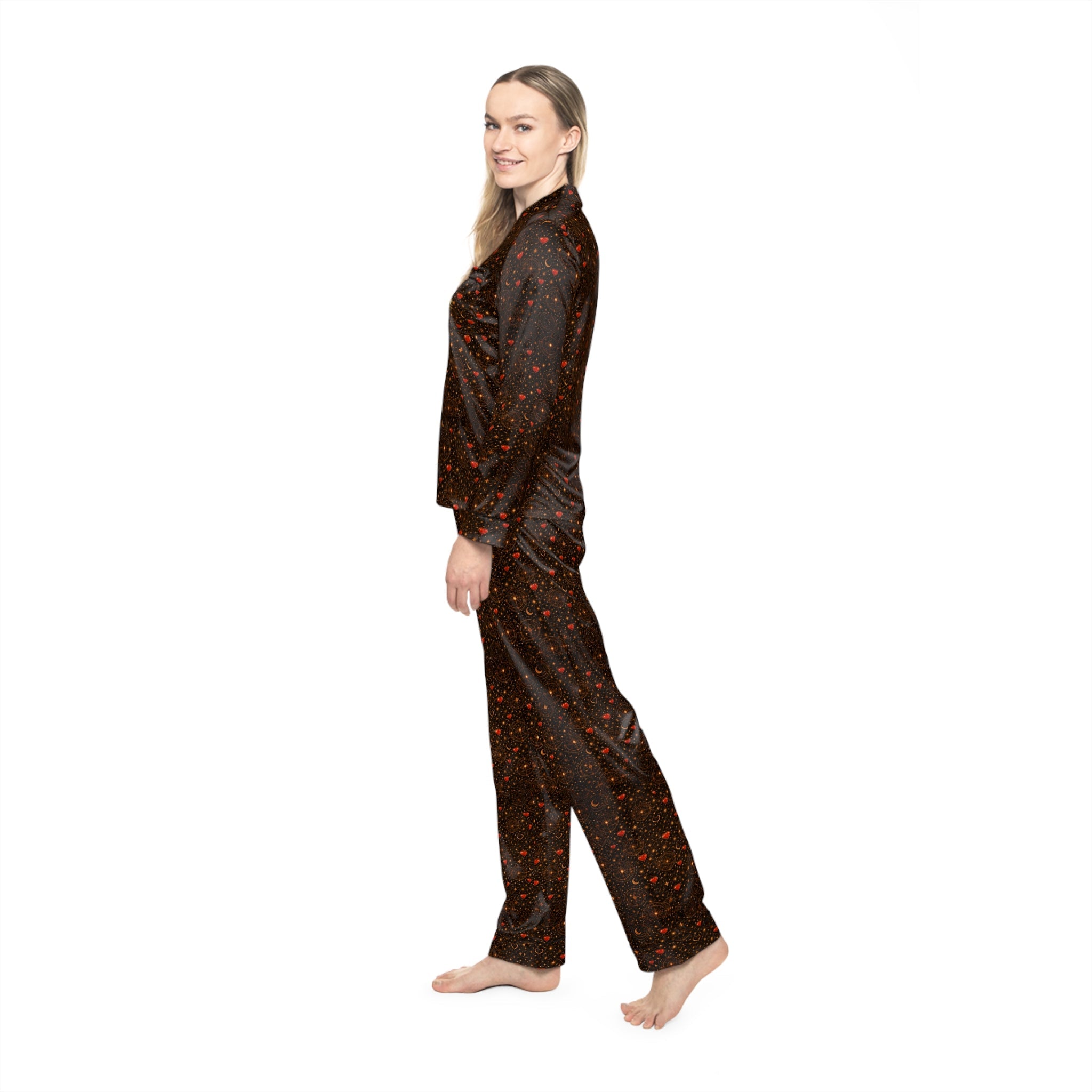 Women's Satin Pajama Set — Dark Starry Dot Sleepwear - Aurora Path Media23573424721733652924Women's Satin Pajama Set — Dark Starry Dot SleepwearBlackXS/S